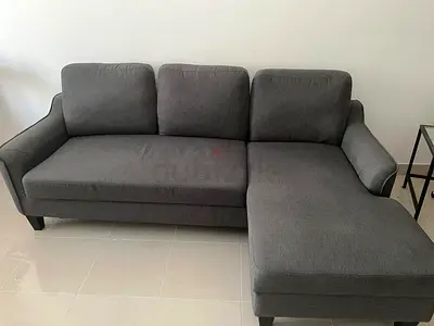 Dark grey 3-seater L-shaped chaise sofa - Very good condition