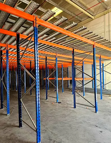 Heavy-Duty Used Warehouse Mezzanine & Racking System — Double Your Floor Space