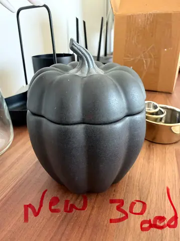 Matte Black Pumpkin Decorative Jar frame H&M- New, Unused