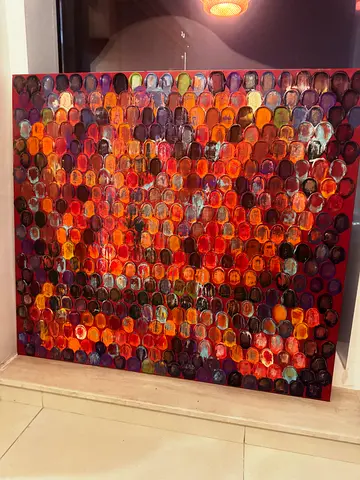 Original, 3D Statement Artwork | 90x100 cm | Mixed-Media Wall Art Panel | Vibrant Colors