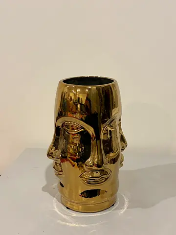 Gold Ceramic Multi-Face Decorative Vase / Planter
