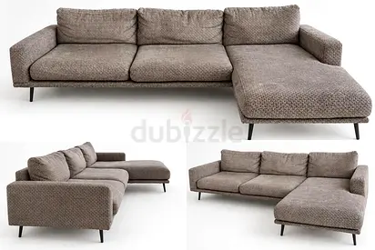 Gray L-shaped 3-semater Sofa with Chaise - Modern Fabric Couch