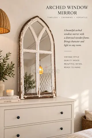 Set of 3 Vintage Arched Window Mirrors