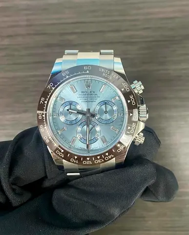 Rolex Daytona Platinum Ice Blue Baguette 1:1 Clone With box and card
