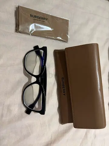 Burberry black acetate eyeglasses with tan case