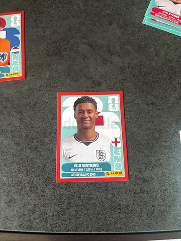 Set of England World Cup Panini-style Football Trading Cards (Single cards pictured)
