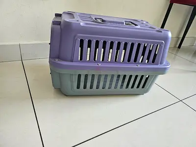 Portable plastic pet carrier (medium) - used, clean