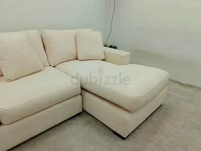 Crate and barrel beige cream color lshape sofa