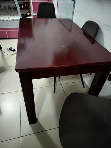 Solid Wood Dining Table - 4 Seater, Dark Finish, Good Condition