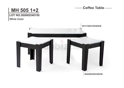 Modern White Top Coffee Table with Two Matching Side Tables (Set of 3)