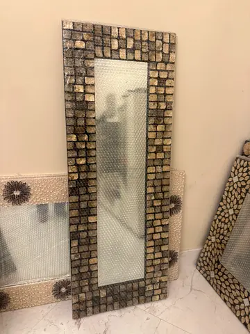 Long Rectangular Mirror with Shell-Look Frame