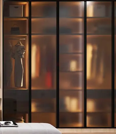 Clean Large Modern Wardrobe / Armoire with Frosted Glass Doors