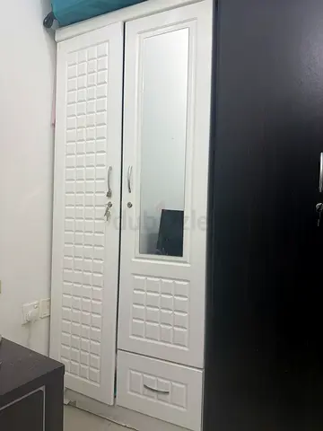 White 2-Door Wardrobe cabinet with Mirror - Good Condition