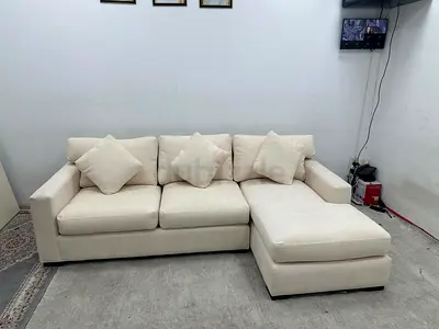 Excellent condition crate&barrel beige color lshape sofa