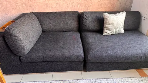 Dark grey 2-seater fabric modular sofa - good condition