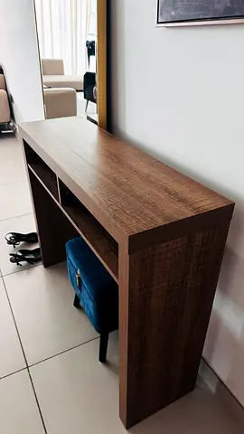 Narrow Console Table with Open Shelves, good for narrow corridors , walnut color