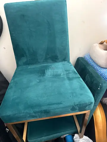 2 Emerald green gold dinning chairs