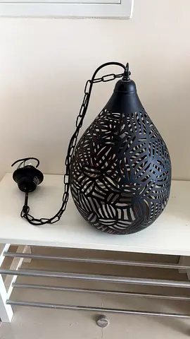 Black Decorative Metal Pendant Hanging Lamp - Intricate Cutout Design