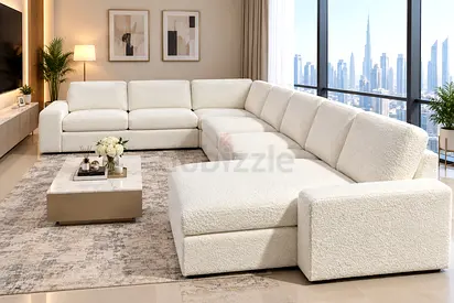 Premium U-Shape Cream Sofa
Premium U-shape sofa in elegant cream colour with soft textured upholst