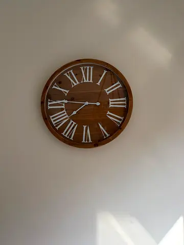 Wooden Wall Clock with Roman Numerals