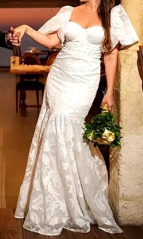 Wedding dress, mermaid, corset, trim