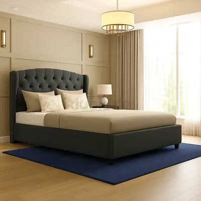 Brand New Luxury Fabric Bed With Mattress Factory Price Modern Design.