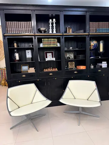 x2 FRITZ HANSEN Space Lounge Chairs armchairs by Jehs+Laub Italian cowhide leather and metal