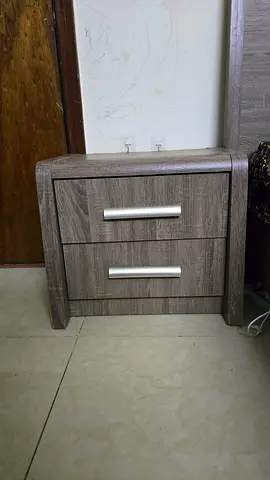 Home centre king size bed set, side tables, cupboard and dressing table for sale used for 2.5 years