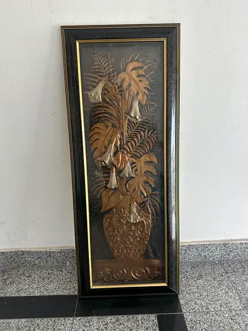 Framed 3D Metallic Floral Wall Art