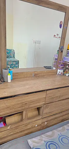 Large wooden dresser with attached mirror — good condition