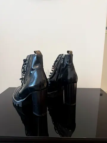 Louis Vuitton Patent Leather Ankle Boots with Monogram Pull Tab