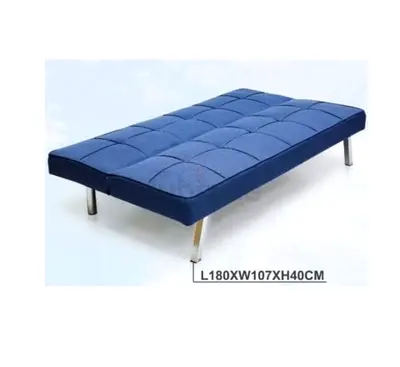 Blue fold-out sofa bed / futon - good condition with custom mattress 110x180 cm