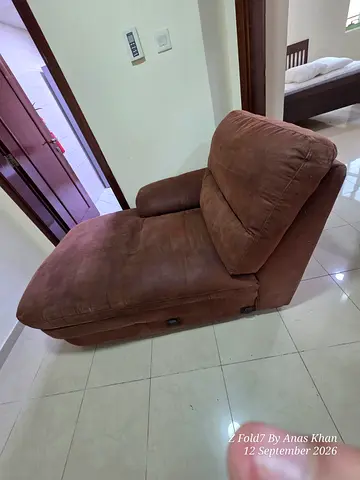 Single brown suede chaise lounge / reclining sofa seat - good condition