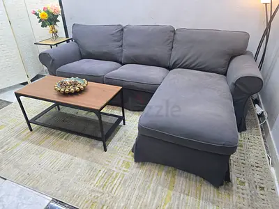 Grey L-shaped 3-seater Sofa with Chaise - Good Condition