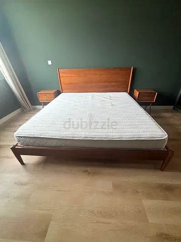 Solid wood west elm super king size bed
