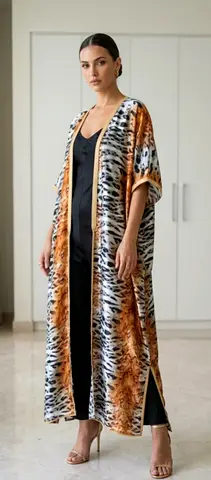 : Leopard Kimono Cardigan - Satin Silk - One Size - New