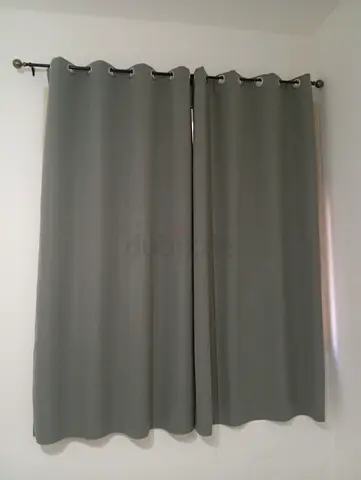 Grey blackout eyelet curtains - pair, 2 panels