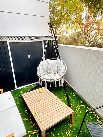 Large Outdoor Hanging Swing Chair with Stand + Brand-New Cushions