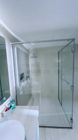Frameless Glass Shower Enclosure with Sliding Door - Good Condition
