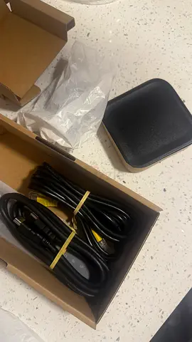 Compact media streaming box with HDMI & AV cables - good condition