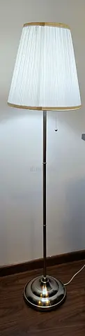 IKEA ARSTID Floor Lamp - Nickel Plated with White Pleated Fabric Shade