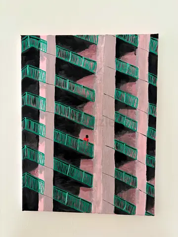 The Man on Balcony Painting 30x40cm