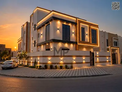 A luxurious corner villa for sale in a prime location, featuring sophisticated design, spacious interiors, and high-quality finishes. The price is all