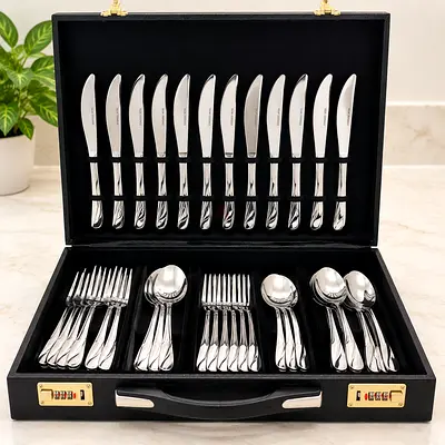 Luxury Stainless Steel Cutlery Set with Premium Case | Complete Dining Set