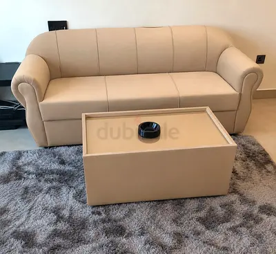 Beige 3-Seater Sofa with Matching Coffee Table - Good quality