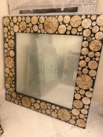 Large Decorative Wall Mirror with Circular  Shell Frame