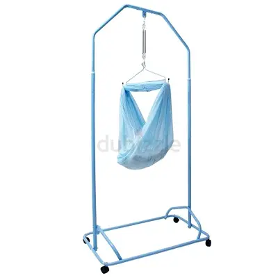 Baby hammock cradle swing with metal stand - light blue