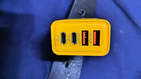 Portable USB Wall Charger - Dual PD + 2x QC3.0 USB-A Ports (Yellow)