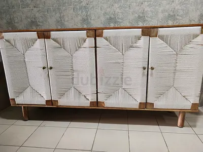 Modern Wooden Sideboard with Woven Detail