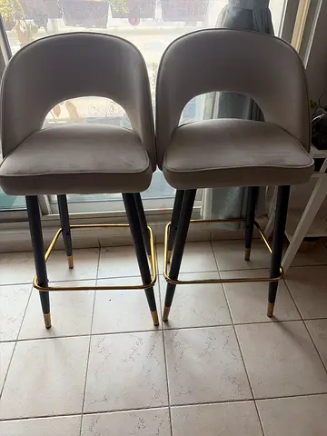 Set of 2 modern velvet dining chairs with gold accents